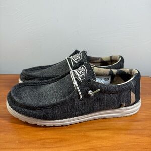 Hey Dude Wally Mens Boho Denim Grey with Camo Accent Slip on Shoe M7